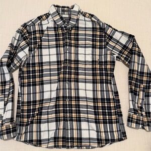 Eddie Bauer Men's Plaid Button-Down Shirt - Black, White, Tan